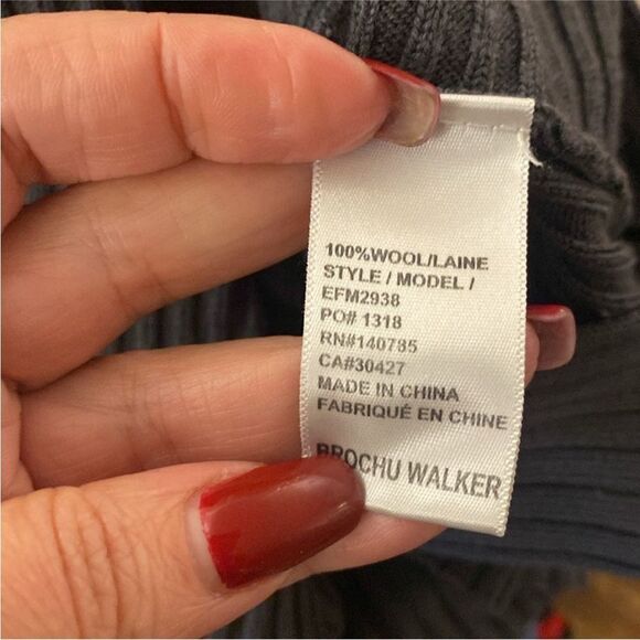 Brochu Walker 100% wool Elegant Black Ribbed Women's sweater, S - Picture 13 of 13